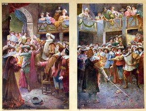 Cartes postales représentant Cyrano de Bergerac et le duel à l