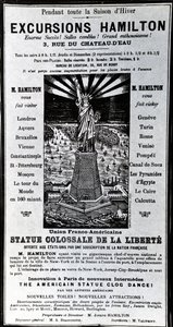 Affiche publicitaire pour Excursions Hamilton, vers 1890 - French School