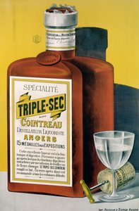 Affiche publicitaire pour le Triple Sec Cointreau fabriqué à Angers