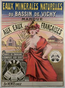 Affiche publicitaire pour les eaux minérales naturelles du bassin de Vichy