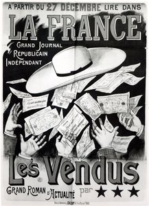 Affiche publicitaire pour le roman Les Vendus traitant de l