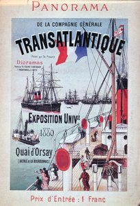 Affiche publicitaire pour le stand de la Compagnie Générale Transatlantique à l