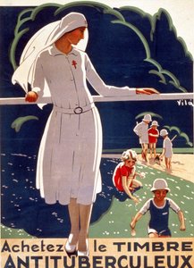 Affiche pour "Achetez le timbre antituberculeux" publiée par le Comité National de Défense contre la Tuberculose. Lithographie 1917. - French School