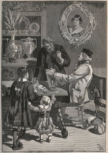 Potichomanie, un procédé du XIXe siècle pour imiter les vases en porcelaine de Chine et du Japon. Gravure de 1880 dans « Les arts et métiers illustrés » par Adolphe Bitard