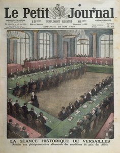 Présentation des conditions de paix alliées aux délégués allemands le 7 mai 1919 à Versailles, couverture de Le Petit Journal, 25 mai 1919 - French School