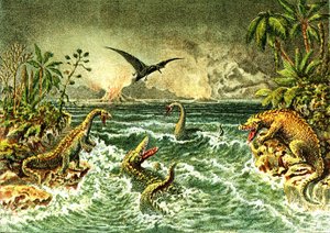 Monde primitif (avec dinosaures) - Période secondaire de la préhistoire