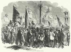 Proclamation de la République romaine, Italie, 9 février 1849 - French School