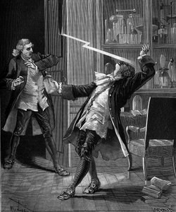 Le professeur Georges Guillaume Richmann (1711-1753) mort dans son atelier suite à une expérience avec un électromètre - French School