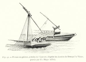 Proues de galères, armées de l