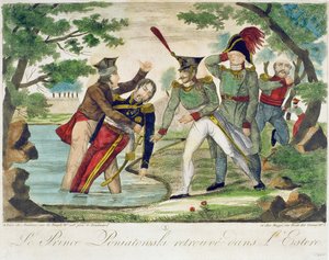 Extraction du prince Joseph Poniatowski (1763-1813) de la rivière Elstera, 1813 - French School