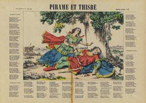 Pyramus et Thisbe (lithographie couleur) - French School