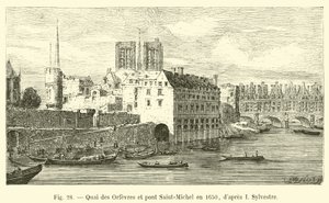 Quai des Orfèvres et pont Saint-Michel en 1650, d