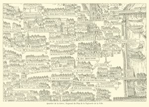 Quartier de la Grève, fragment du Plan de la Tapisserie de la Ville - French School