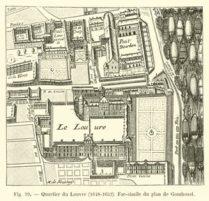 Quartier du Louvre, 1648-1652, Fac-similé du plan de Gomboust - French School