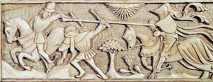 Relief représentant des chevaliers combattant, (détail) - French School
