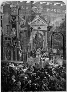 Cérémonie religieuse pendant le mois de Marie (mai), Paris - French School