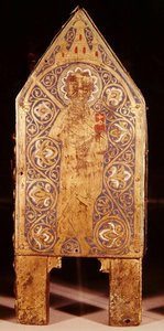 Coffre reliquaire de Saint Calminius, détail de Saint Paul avec une épée et un livre, Limoges
