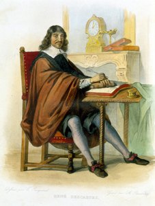 René Descartes écrivant - dans « Le Plutarque français », par Mennechet - French School