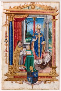 René du Bellay en prière devant Saint Nicolas - French School