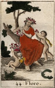 Représentation de Flore, déesse des fleurs. De « Mythologie de la jeunesse » par Pierre Blanchard 1803 - French School
