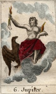 Représentation de Jupiter, roi des dieux, et dieu du ciel et du tonnerre. De « Mythologie de la jeunesse » par Pierre Blanchard 1803 - French School