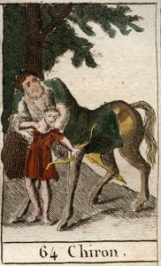 Représentation du centaure Chiron, mi-homme mi-cheval, maître du tir à l