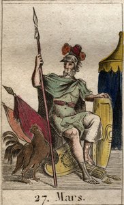 Représentation du dieu de la guerre Mars, armé, près d