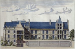 Restauration du Château de Châteaudun, illustration du Moniteur des architectes, gravé par H. Penel - French School