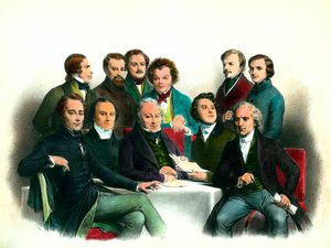 Révolution de 1848 : membres du gouvernement provisoire de 1848 (24/02 au 06/05) : parmi eux Pierre Marie de Saint-Georges (Saint-Georges), Adolphe Crémieux, François Arago, Armand Marrast, Louis Antoine Garnier-Pagès (Garnier Pages), Alphonse de Lamartine - French School