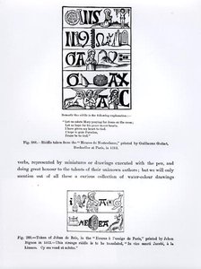 Énigme des Heures de Nostredame, imprimé par Guillaume Godart en 1513, et un jeton de Jehan de Brie des Heures à l