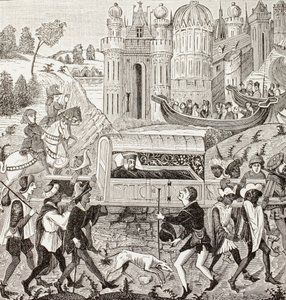 Robert I, Duc de Normandie, est porté dans sa litière par des Nègres, de 