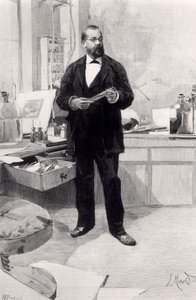 Robert Koch (1843-1910) dans son laboratoire, de Le Monde Illustré, 29 novembre 1890 - French School