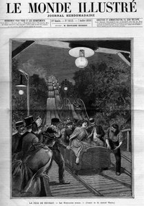 Montagnes russes, à la fête de Neuilly sur Seine, juillet 1888. Couverture du journal « Le Monde Illustré ». - French School