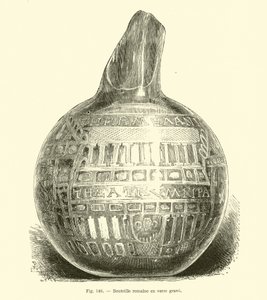 Bouteille en verre gravée romaine - French School