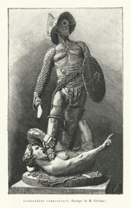 Gladiateurs romains combattant (gravure) - French School