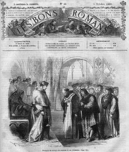 Roman feuilleton : "Notre Dame de Paris" par Victor Hugo (1802-1885). Gravure dans "Les bons romans" - French School
