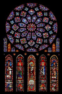 Rosace représentant les Rois et Prophètes entourant la Vierge Marie et l
