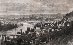 Rouen - Seine-Maritime - gravure dans "La France illustrée : géographie, histoire, administration statistique" par V.A. Malt-Brown. 1884 - French School