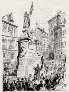Rouen : membres de la Ligue des Patriotes devant la statue de Jeanne d