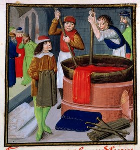 Teinture de tissu, de Des Proprietes des Choses par Bartholomeus Anglicus - French School