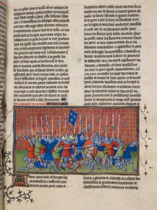 Royal 20 C. VII, f.34 La Bataille de Courtrai, illustration des 