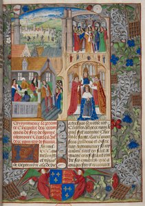 Royal 20 E. V, f.8 Couronnement de Charles VII, scènes des 