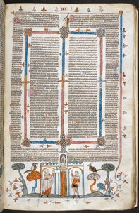 Royal MS 10 E IV, f.209r, Le Peintre et le Diable, des Décrétales de Grégoire IX avec gloss de Bernard de Parme (les 