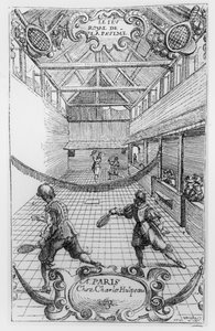 Tennis Royal, frontispice de Jeu Royal de la Paume, 1632 - French School