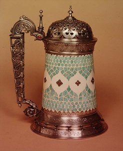 Chope Rudolfi avec corps en ivoire incrusté de turquoises, monté en argent et serti de rubis, Paris, vers 1855 - French School