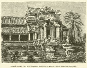 Ruines à Ang-Kor-Vat, façade intérieure d