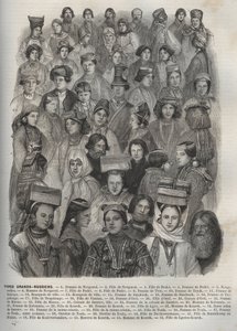 Russie - différents types de Grands Russes - 1 : femme de Novgorod - 2 : fille de Novgorod - 3 : fille de Psokv - 4 : femme de Psokv - 5 : Novgorodien - 6 : homme de Novgorod - 7 : femme de Psokv - 8 : fille de Psokv - 9 : femme de Tver - 10 : femme de Toy