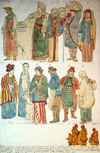 Costumes russes, vers 1792 - French School