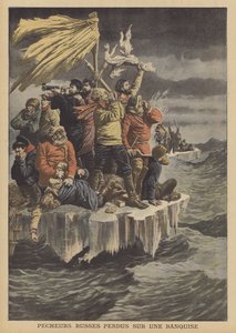 Pêcheurs russes à la dérive sur un glaçon - French School