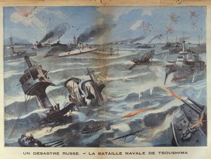Désastre naval russe pendant la bataille de Tsushima en 1905, illustration de Le Petit Parisien, 2 juillet 1906 - French School